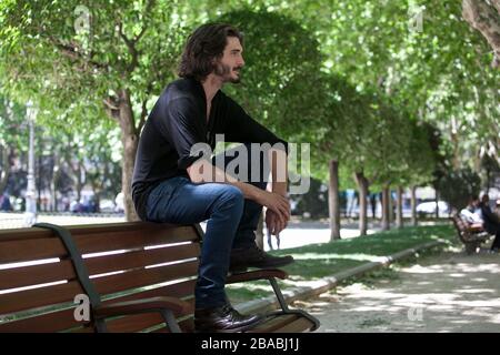 Spanish actor Yon Gonzalez poses during `Matar el Tiempo´ film premiere in Madrid, Spain. May 27, 2015. (ALTERPHOTOS/Victor Blanco) Stock Photo